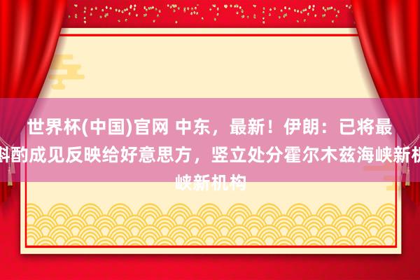 世界杯(中国)官网 中东，最新！伊朗：已将最新斟酌成见反映给好意思方，竖立处分霍尔木兹海峡新机构