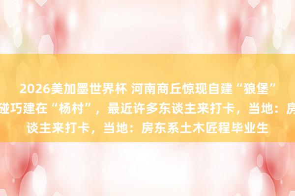2026美加墨世界杯 河南商丘惊现自建“狼堡”，村民称房东姓杨，碰巧建在“杨村”，最近许多东谈主来打卡，当地：房东系土木匠程毕业生