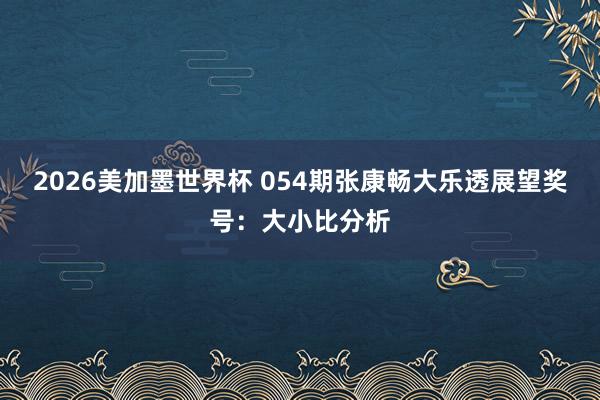 2026美加墨世界杯 054期张康畅大乐透展望奖号：大小比分析