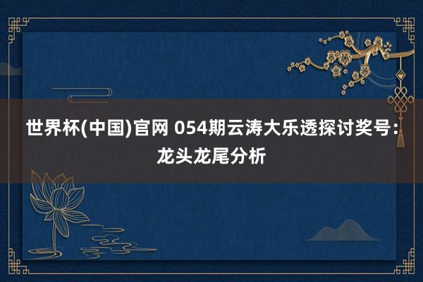 世界杯(中国)官网 054期云涛大乐透探讨奖号：龙头龙尾分析