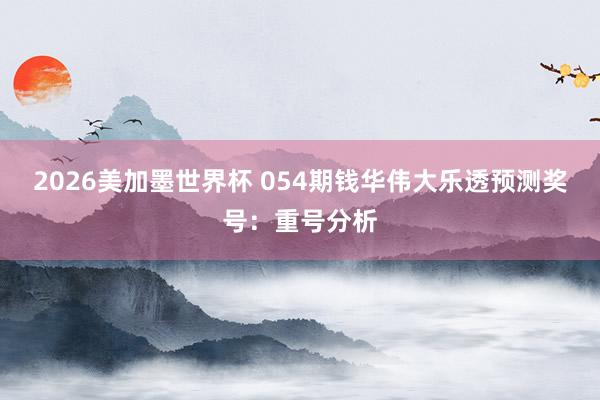 2026美加墨世界杯 054期钱华伟大乐透预测奖号：重号分析