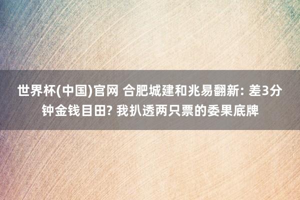 世界杯(中国)官网 合肥城建和兆易翻新: 差3分钟金钱目田? 我扒透两只票的委果底牌