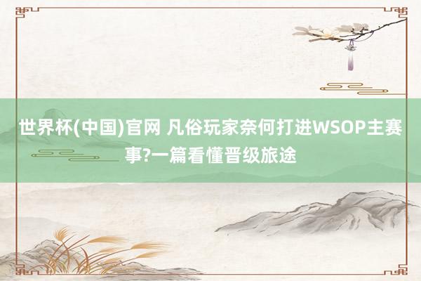 世界杯(中国)官网 凡俗玩家奈何打进WSOP主赛事?一篇看懂晋级旅途