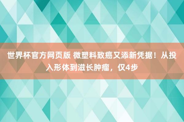 世界杯官方网页版 微塑料致癌又添新凭据！从投入形体到滋长肿瘤，仅4步