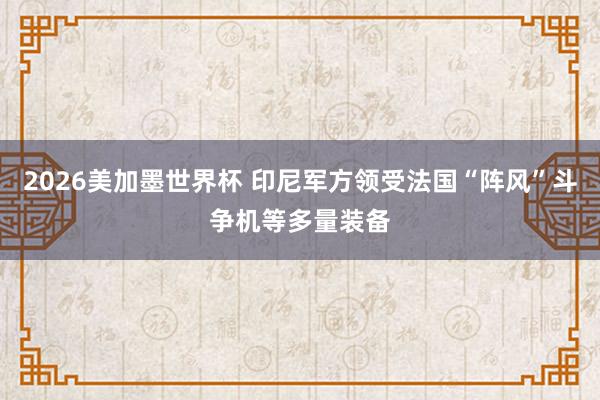 2026美加墨世界杯 印尼军方领受法国“阵风”斗争机等多量装备