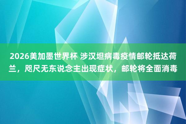 2026美加墨世界杯 涉汉坦病毒疫情邮轮抵达荷兰，咫尺无东说念主出现症状，邮轮将全面消毒