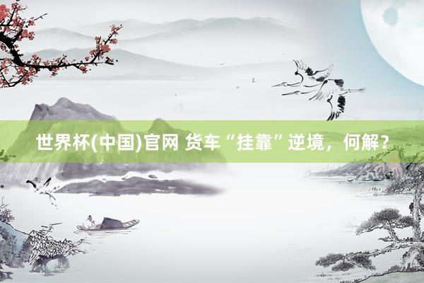 世界杯(中国)官网 货车“挂靠”逆境，何解？