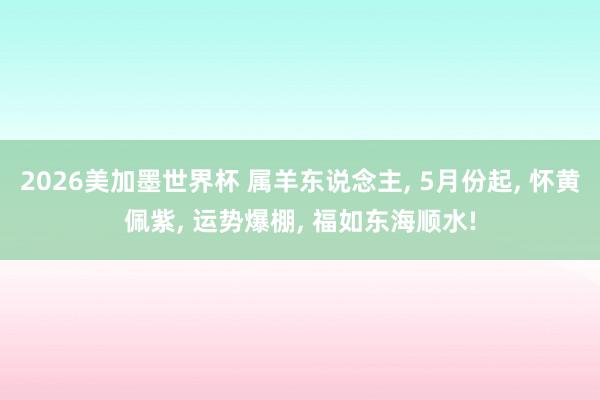 2026美加墨世界杯 属羊东说念主， 5月份起， 怀黄佩紫， 运势爆棚， 福如东海顺水!