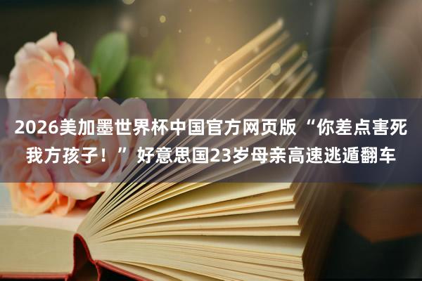 2026美加墨世界杯中国官方网页版 “你差点害死我方孩子！” 好意思国23岁母亲高速逃遁翻车
