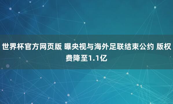 世界杯官方网页版 曝央视与海外足联结束公约 版权费降至1.1亿
