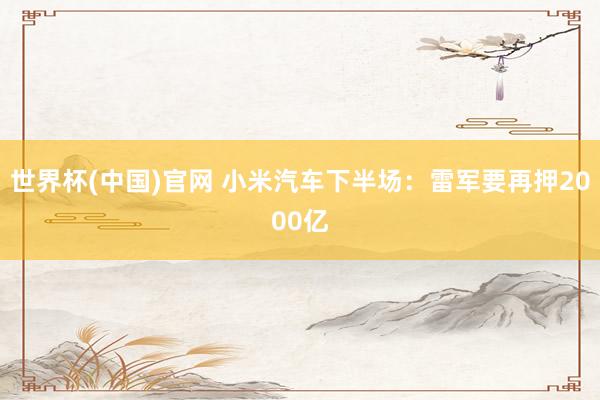 世界杯(中国)官网 小米汽车下半场：雷军要再押2000亿
