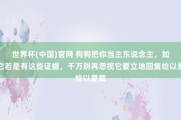 世界杯(中国)官网 狗狗把你当主东说念主，如果它若是有这些证据，千万别再忽视它要立地回复给以爱戴