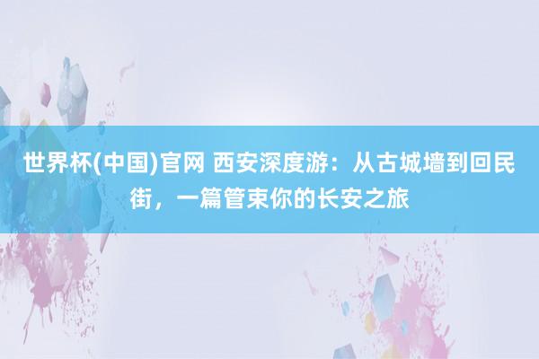 世界杯(中国)官网 西安深度游：从古城墙到回民街，一篇管束你的长安之旅