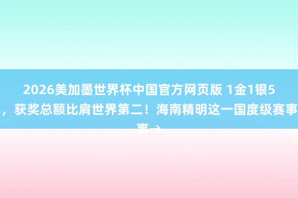 2026美加墨世界杯中国官方网页版 1金1银5铜，获奖总额比肩世界第二！海南精明这一国度级赛事→