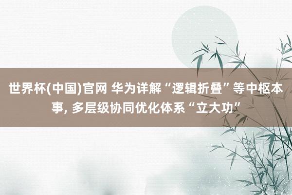 世界杯(中国)官网 华为详解“逻辑折叠”等中枢本事， 多层级协同优化体系“立大功”