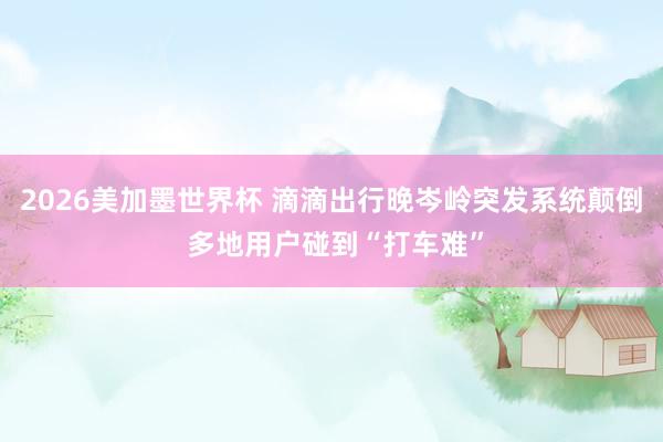2026美加墨世界杯 滴滴出行晚岑岭突发系统颠倒 多地用户碰到“打车难”