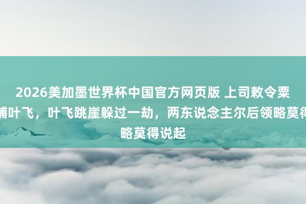 2026美加墨世界杯中国官方网页版 上司敕令粟裕诱捕叶飞，叶飞跳崖躲过一劫，两东说念主尔后领略莫得说起