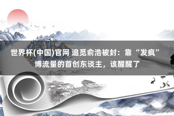 世界杯(中国)官网 追觅俞浩被封：靠 “发疯” 博流量的首创东谈主，该醒醒了