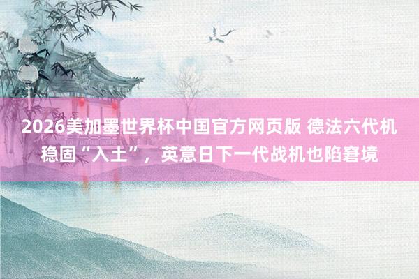 2026美加墨世界杯中国官方网页版 德法六代机稳固“入土”，英意日下一代战机也陷窘境