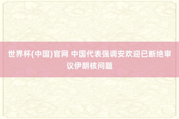 世界杯(中国)官网 中国代表强调安欢迎已断绝审议伊朗核问题