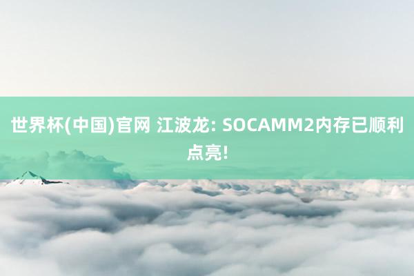 世界杯(中国)官网 江波龙: SOCAMM2内存已顺利点亮!