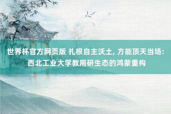 世界杯官方网页版 扎根自主沃土， 方能顶天当场: 西北工业大学教用研生态的鸿蒙重构