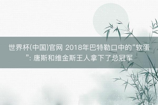世界杯(中国)官网 2018年巴特勒口中的“软蛋”: 唐斯和维金斯王人拿下了总冠军