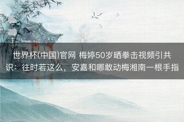 世界杯(中国)官网 梅婷50岁晒拳击视频引共识：往时若这么，安嘉和哪敢动梅湘南一根手指