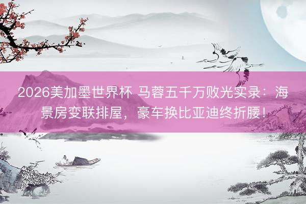2026美加墨世界杯 马蓉五千万败光实录：海景房变联排屋，豪车换比亚迪终折腰！