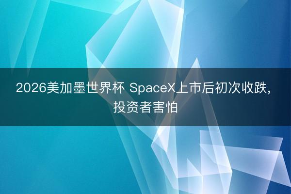 2026美加墨世界杯 SpaceX上市后初次收跌, 投资者害怕