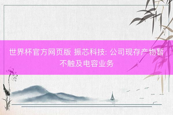世界杯官方网页版 振芯科技: 公司现存产物暂不触及电容业务